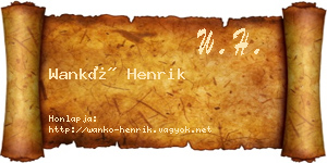 Wankó Henrik névjegykártya